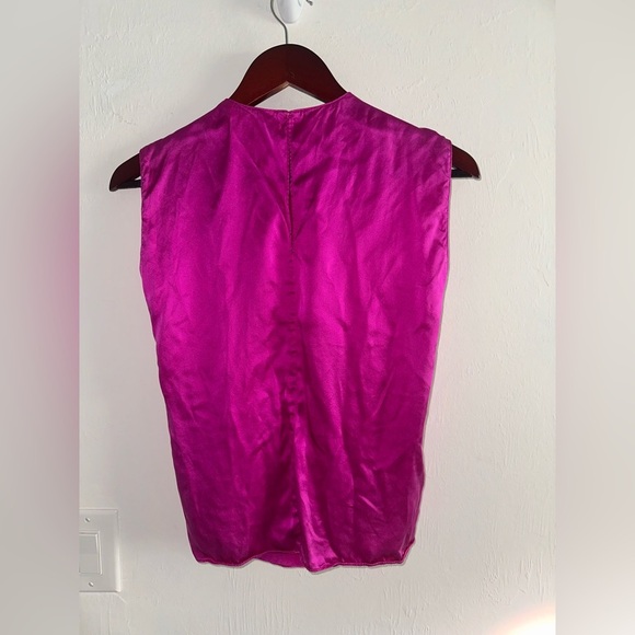Amanda Uprichard Freya Silk Top in Dark Pink Sz S - Picture 3 of 6